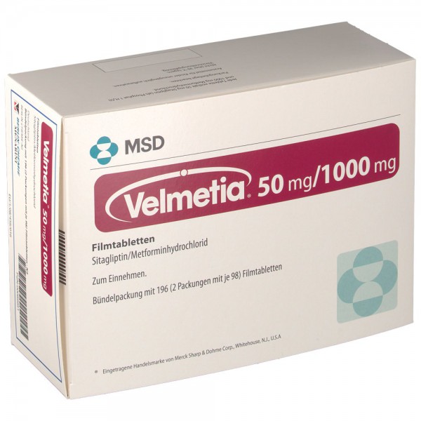 Вельметия VELMETIA 50MG/1000MG 196 Таблеток